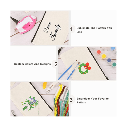 Canvas pencil case for sublimation DIY craft 10 pcs 1