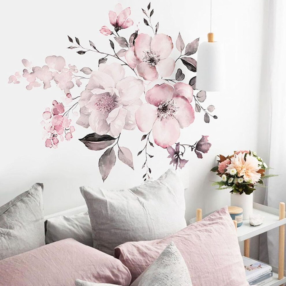 Peony Wall Stickers Pink White Watercolor 1 Pack 972700179327