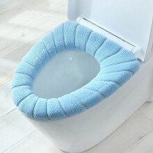 Bathroom toilet seat cover pads blue stretchable washable