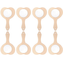Wooden Handheld Cosmetic Mirror Unpainted 8 pcs