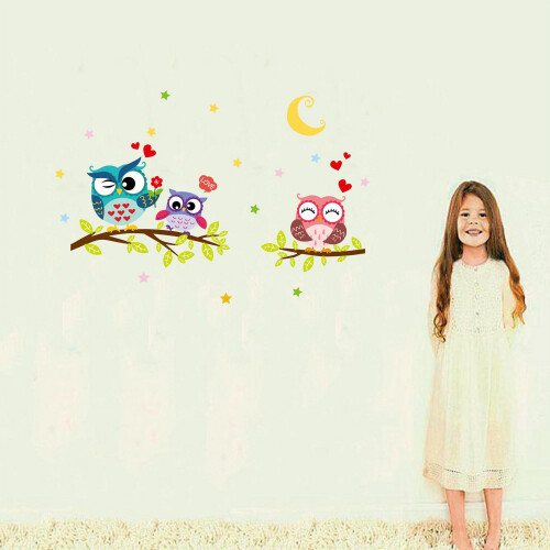 Owl wall sticker removable for kids' rooms 2