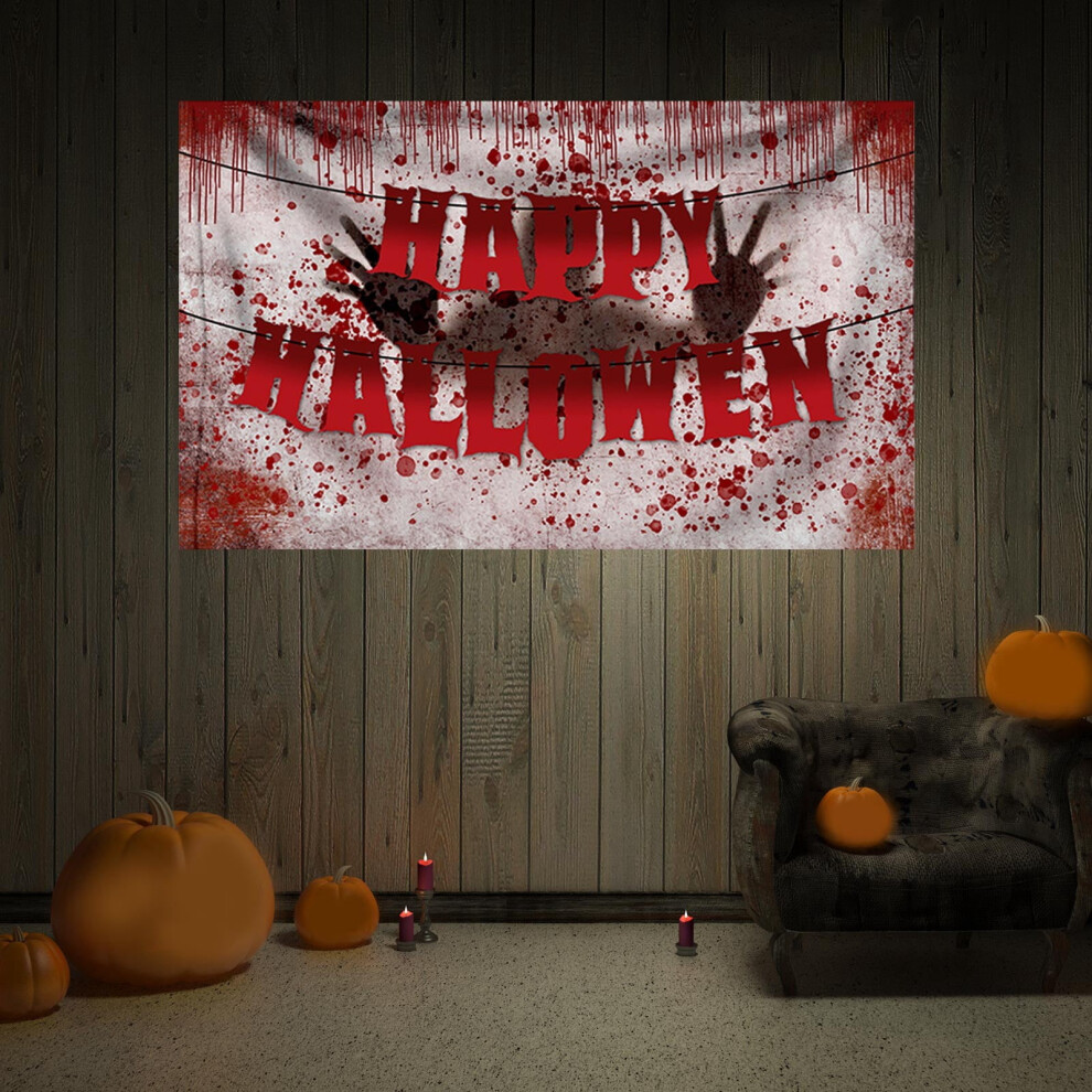 Halloween Banner Spooky Happy 35.4X59 Inch 972700583810