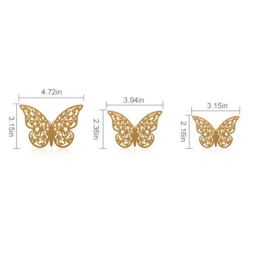 Gold Butterfly Wall Stickers 3D Removable 12 pcs 2