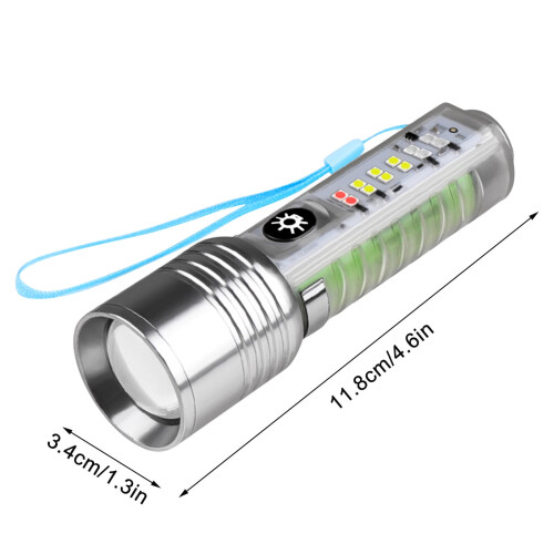 White Mini Transparent Flashlight with Pen Clip Magnet 30W 1