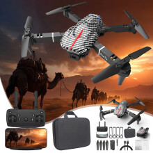 Quinlirra opruimingsdrone met camera, opvouwbare 1080p FPV RC quadcopter voor volwassenen en kinderen, hoogtebehoud, headless-modus, 3D-flips