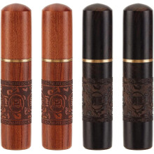 Houten tandenstokerdoosje (4 stuks) in bruin en zwart.