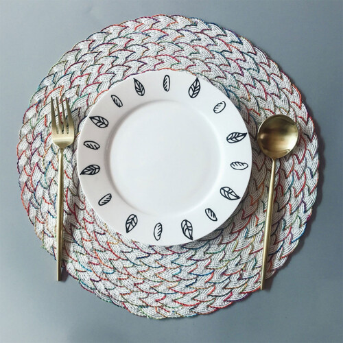 Meuva round table mats PP thermal insulation 4 pcs teal lace 1