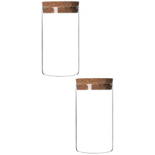 Glazen bewaarcontainer voor ontbijtgranen van 600 ml met houten deksel.