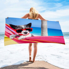 Txmfgh strandhanddoek met hondenthema: groot, sneldrogend, absorberend, ideaal voor volwassenen en buitenactiviteiten, perfect als zomercadeau.