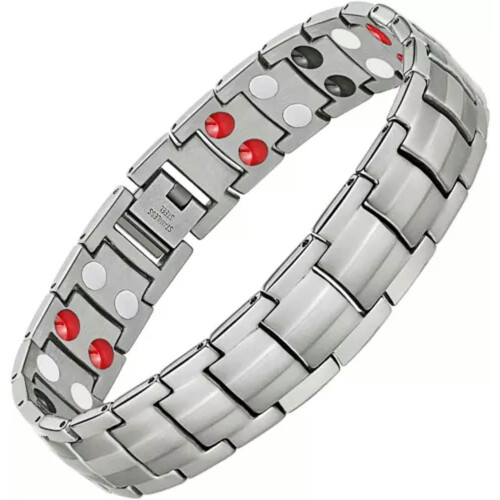 Magnetisk armbånd i rustfrit stål til mænd i sølv Style4