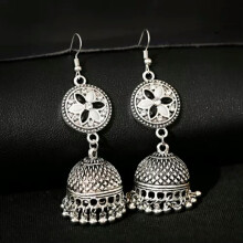 Pendientes de campana de metal de estilo bohemio étnico para mujer (1 par)