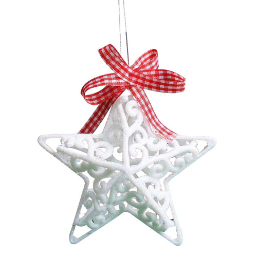 Christmas Tree Pendant White Plastic Star 12cm