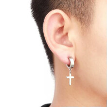 RSAMD1Pc Orecchini a croce punk alla moda in acciaio inossidabile, perni per piercing, gioielli per il corpo! - Argento