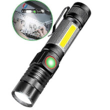 3 in 1 Flashlight, USB Rechargeable LED Light, Zoom Magnet, 4 Modes COB Waterproof Work Light for Various Uses (1pcs)