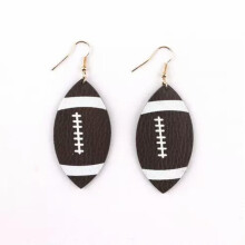 Basketball football leather earrings brown 1 pair