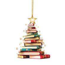 Décoration de Noël suspendue en acrylique en forme de livre Ozmmyan pour les amoureux des livres de Noël (Liquidation pour sapin de Noël)