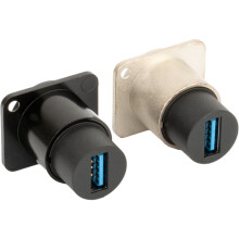 2 Stück USB 3.0 gerade, feste Einbaubuchse aus Metall, weiblicher Schottwand-Verlängerungsstecker für Datenübertragung