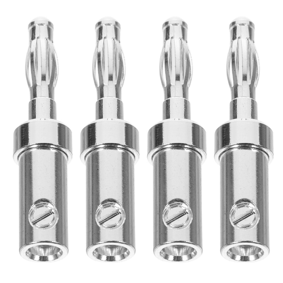 Plated Banana Plug Speaker Cable Connector 4Pcs Silver 971050890586