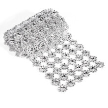 Panglică de plasă diamantată - 1 yardă lungă, în formă de floare, plasă diamantată, urzeală, panglică de cristal artificială