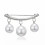 Pearl charm safety pin brooch silver 1 piece 1