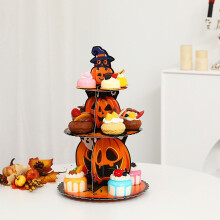 Suporte para bolo de vários andares em formato de abóbora de Halloween, compatível com Quinlirra, bandeja de papel, conjunto para petiscos de