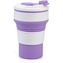 (500ml, Purple) Travel-Friendly Collapsible Coffee Cup - Silicone and Foldable for Convenience Anywhere