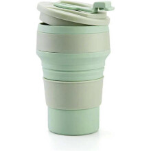 (500ml, Light green) Travel-Friendly Collapsible Coffee Cup - Silicone and Foldable for Convenience Anywhere