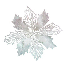 Christmas Tree Pendant Glitter White 12cm Plastic Star