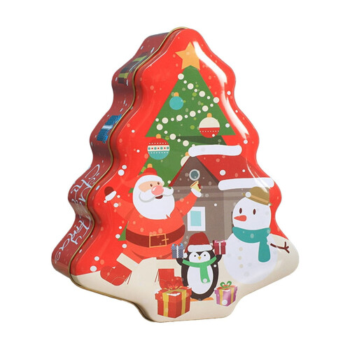 Christmas tree tin box for cookies and candy storage 1