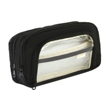 Transparent pencil bag for students, large capacity, black