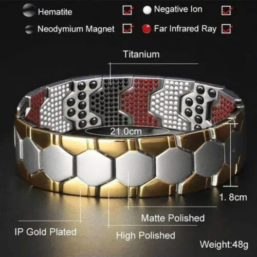 Magnetisk armbånd i rustfrit stål til mænd i sølv Style4 1