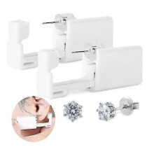 Barsinfi 2 Pcs Ear Piercing Kit Disposable No Pain Safety Unit Tool White