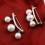 Pearl charm safety pin brooch silver 1 piece 6