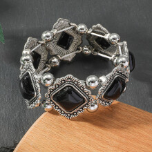Turquoise elastische armband in Boheemse stijl, 1 stuk