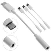 4 Stück Type-C-Adapter-Kopfhörer-Konverter-Headset für Handy, Blootube-Kopfhörer, Computer, USB-Multifunktion, weißes TPE-Kabel