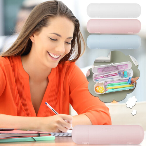 Double Layer Stationery Box for Students, Solid Color, 1 2