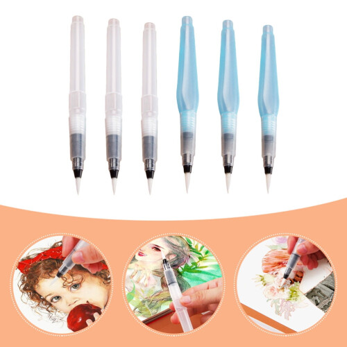 Watercolor Brush Pen Set Portable Pointed 6pcs 1