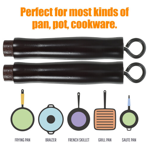 Wok Handle Replacement Wooden Iron 2 Pcs 1