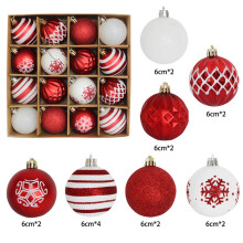Économies de Noël ! Avtoify Lot de 16 boules de Noël rouges et blanches électroplaquées de 6 cm, compatible avec les décorations de Noël