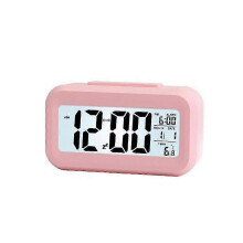 (pink) New Digital LED Large Display Snooze Alarm Clock Night Light Thermometer