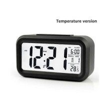 (black) New Digital LED Large Display Snooze Alarm Clock Night Light Thermometer