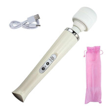 (White USB Recharge) Electric massager powerful 10-speed body relaxation deep tissue muscle relief back