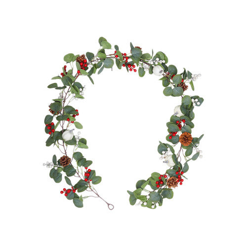 Christmas garland with pine cones and red berries 2m 1
