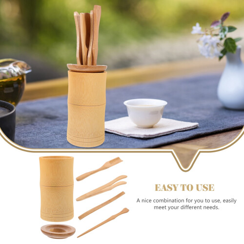 Bamboo Tea Tool Set with Holder 6 Pieces 2