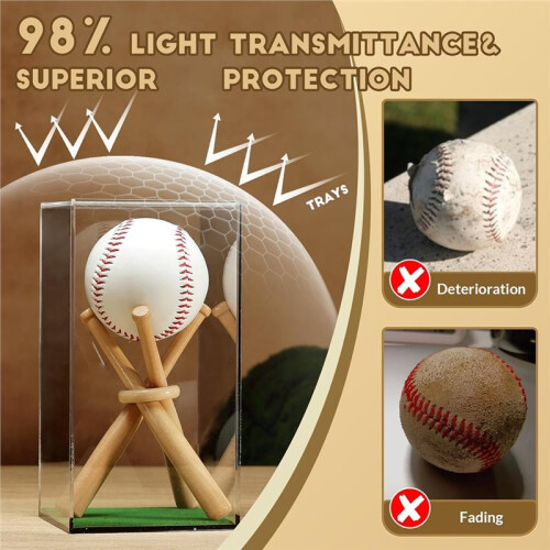 Baseball Display Case, Clear Acrylic Stable & Secure Game  Holder Showcase for Autograph Single 2