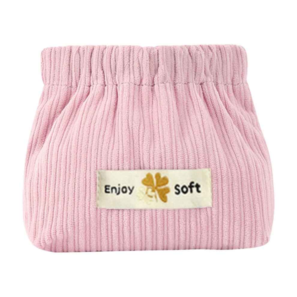 Cosmetic Storage Bag Corduroy Portable Small Pink