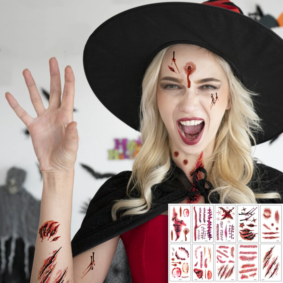 Halloween fake temporary tattoos stickers set