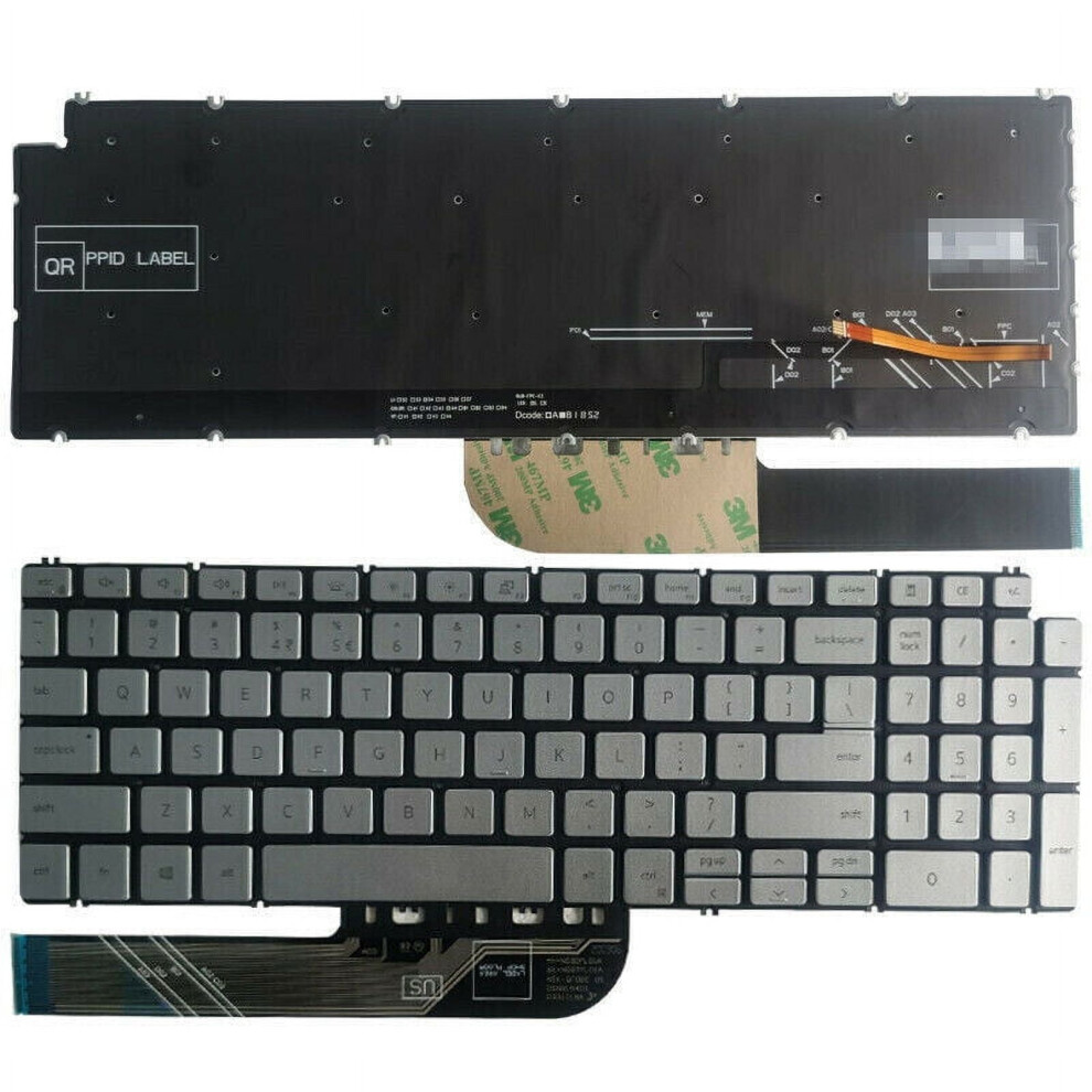 Us Backlit Laptop Keyboard For Dell Inspiron Silver 900881623261