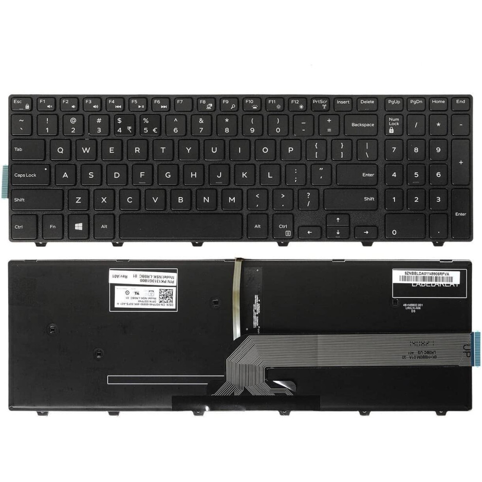 Backlit Laptop Keyboard Frame For Dell Inspiron 15 Black 900881624862