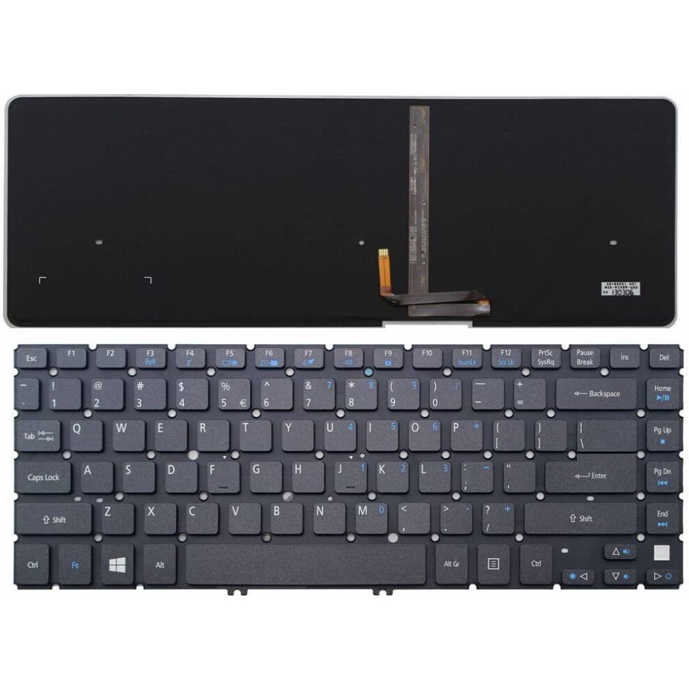 Backlit Laptop Keyboard With Frame For Acer Aspire Black 900881623285